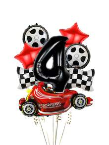 Set Balon Tema Balap 8 Buah, Termasuk Balon Balap, Balon Angka 1-9 Ukuran 32", Bendera Balap, Balon Bulat Bentuk Ban Ukuran 18", Balon Bintang Merah, Cocok untuk Tema Balap, Dekorasi Ulang Tahun Anak Laki-laki, Pesta Mobil - MultiWarna - View 10
