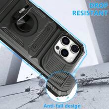 全新军用级 360° 可旋转手机支架卡槽手机壳，防摔兼容 Apple 11/12/13/14/15/16 Pro Max、Galaxy S22/23/24/25+、U A04/A05/A14/A15/A24/A25/A34/A54 A56/A36/A26 - 黑色 - 查看 4