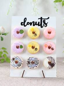 1 套木制甜甜圈展示架（可放置 9 个甜甜圈）、节日派对食物展示架、DIY 甜点装饰道具甜甜圈支架、蛋糕装饰架、生日派对蛋糕架、蛋糕支架、蛋糕装饰、婴儿派对装饰蛋糕架、婚礼甜点托盘、性别揭秘派对用品甜甜圈架、木制食物托盘、宴会甜点展示架、蛋糕托盘