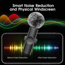 Wireless Lavalier Microphone For Phone IPad TypeC Lapel Mics Plug-Play 2.4G Ultra-Low Delay Built-In Noise Reduction Chip 8H Working Time For Video Recording Interview Podcast Vlog