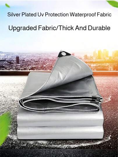 VANDHAM 1 rollo de hoja de lona impermeable y resistente a los rayos UV, de material de PE recubierto de plata por ambos lados, con protección UV y resistente al desgarro, para cubrir camiones, remolques y equipos al aire libre