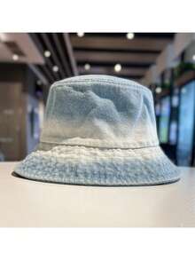 1 件男女通用渐变牛仔渔夫帽，大帽檐防晒帽，时尚渔夫帽，适合春夏季