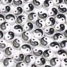 100/200pcs 7-11mm Black And White Eight Trigram Acrylic Loose Beads Can Be Used To Make Bracelets, Necklaces, Rings, And DIY Jewelry Accessories With Spacer Beads - Bagua Beads - View 3