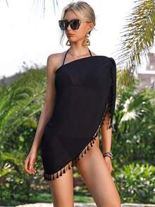 1pc Beach Sarong Cover Up Wraps For Women Swimsuit Coverups,Tassels Bikini,Short Skirts For Swimwear - A - View 9