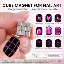 37 PCS Cat Eye Magnet Set 6 In 1 Nail Polish Magnets For Nail Polish Gel Hearts Flowers Magnets For Nails Nail Art DIY Design Supplies For Home SalonW10 - Black - View 3