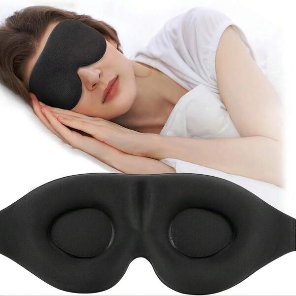 Sleep Eye Mask For Men Women, 3D Contoured Cup Sleeping Mask & Blindfold, Concave Molded Night Sleep Mask, Block Out Light, Soft Comfort Eye Shade Cover For Travel Yoga Nap, Black