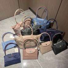 ナイロン餃子バッグハンドバッグ刺繍大容量トートバッグ防水折りたたみショルダーバッグ女性のバッグ - ブラック - チェックする 4