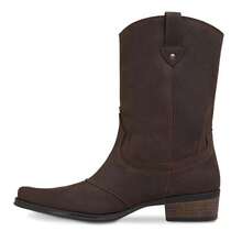 Bota Hombre URBAN COWBOY Piel Natural Punta Cuadrada Rodeo Vaquera Básico Cremallera lateral Exterior - Café integral - Ver 4
