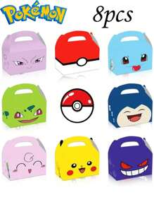 pokemon 1/7pcs Pokémon Cute Cartoon Square Bottom Bag, Kraft Paper Bag, Packing Bag, Tote Bag Is An Ideal Gift For Enthusiasts, Party Lovers And Collectors, Suitable For Birthday Party Decoration. Features: Can Be Given As An Ideal Gift, A Must-Have In Summer, Suitable For Summer Parties, Birthday Parties, Christmas, Halloween, Thanksgiving Parties Or Use