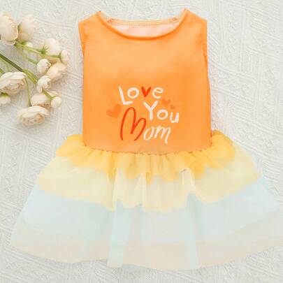 1 chiếc váy lưới màu cam dễ thương và thời trang cho chó, váy công chúa không tay thoáng mát cho thú cưng, phù hợp với những chú chó nhỏ. Trang phục sành điệu cho thú cưng.
