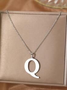 Aomogo 1 pieza Collar de acero inoxidable simple y de moda con 26 letras que no se decoloran, regalo perfecto para hombres en cumpleaños y días festivos - collar - Ver 30