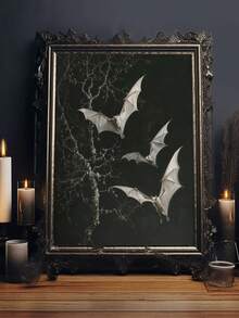 1 tấm áp phích in, tranh vải nghệ thuật treo tường hình con dơi và hoa hồng cổ điển Gothic thanh lịch để trang trí nhà cửa, phòng khách, phòng ngủ, quán cà phê hoặc văn phòng, một món quà lý tưởng, có khung - Nhiều màu - Xem 2