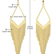 1 Pair Golden Tassel Chain Elegant & Delicate Pendant Earrings