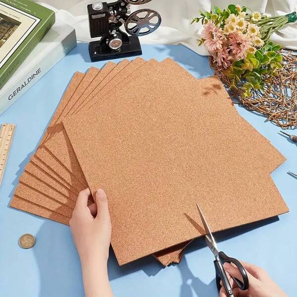 6 szt. wielofunkcyjnych płytek korkowych DIY, 11,8 cala, 2 mm, naturalne, kwadratowe płytki z usłojeniem drewna, do rustykalnych tablic ogłoszeniowych w stylu wiejskim, dekoracji ściennych, podstawek i artykułów DIY do ekspozycji zdjęć na ścianie i w biurze, domu, na wesela, urodziny, na półkę z wiadomościami, artykuły szkolne, na powrót do szkoły