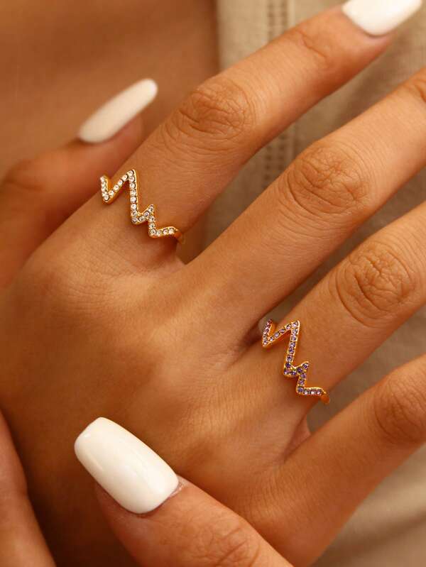 1pc Minimalist Chic Geometric Pattern Rhinestone 18K Gold Plated Stainless Steel Ring, Suitable For Summer, Holidays, Travel, Work, Daily Wear, Party, Women Jewelry