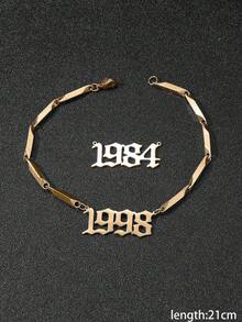 1 Pc Modern Minimalist Style Steel Color Year Digital Time Stick Chain Bracelet Men's Daily Life - Yellow Gold - View 4