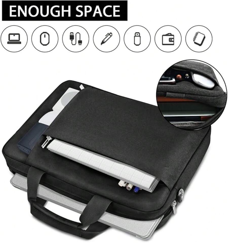 GH Laptop Bag Women Men Compatible With HP Envy Pavilion Omen/ Gram/MSI/ Inspiron XPS/ /, Shoulder Strap Carrying Briefcase Messenger Computer Bag Case, Grey - Black - View 1