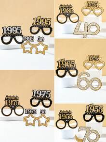 6 件生日派对纸质眼镜，生日快乐黑金 30 岁 40 岁 50 岁 60 岁 70 岁生日纸质眼镜，生日派对纸质眼镜框照片道具，适用于成人生日派对装饰，非常适合生日庆祝活动，黑金生日派对纸质眼镜限量发行 2025 年，生日礼物回礼 - 黑金生日 - 查看 1