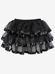 Women's Tulle Bustle Skirt Steampunk Skirt Women Dress Overskirt Costume Cosplay Halloween Costume - 黑色 - 查看 3