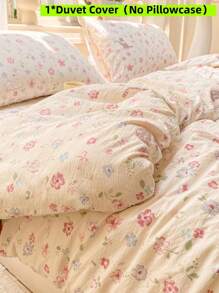 1pc Retro Romantic Floral Pattern Duvet Cover, Cute Rabbit Design, 100% Polyester, Super Soft Fabric, No Pillowcase, Machine Washable, Suitable For All Seasons