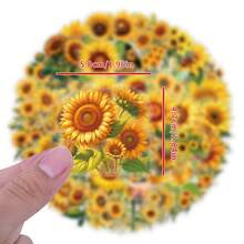 62Pcs Sunflower Stickers Pack, Aesthetic Stickers For Suitcase, Journal, Scrapbook, Water Bottle, Laptop, Computer, Skateboard, Notebook,PET Transparent Sticker - Yellow - View 3