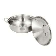 SENDERPICK Stainless Steel Wok Frying Pan With Lid Wok Pan With Lid Stir-Frying Pan - Silver - View 5