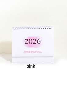 1 pièce Calendrier de bureau 2025 de taille moyenne à couleur unie - reliure en anneau métallique, page intérieure avec motif de paysage naturel personnalisable, calendrier de bureau à retournement vertical, fournitures de bureau, cadeaux pour amis (avec autocollants), rentrée des classes, rentrée des classes, fournitures scolaires