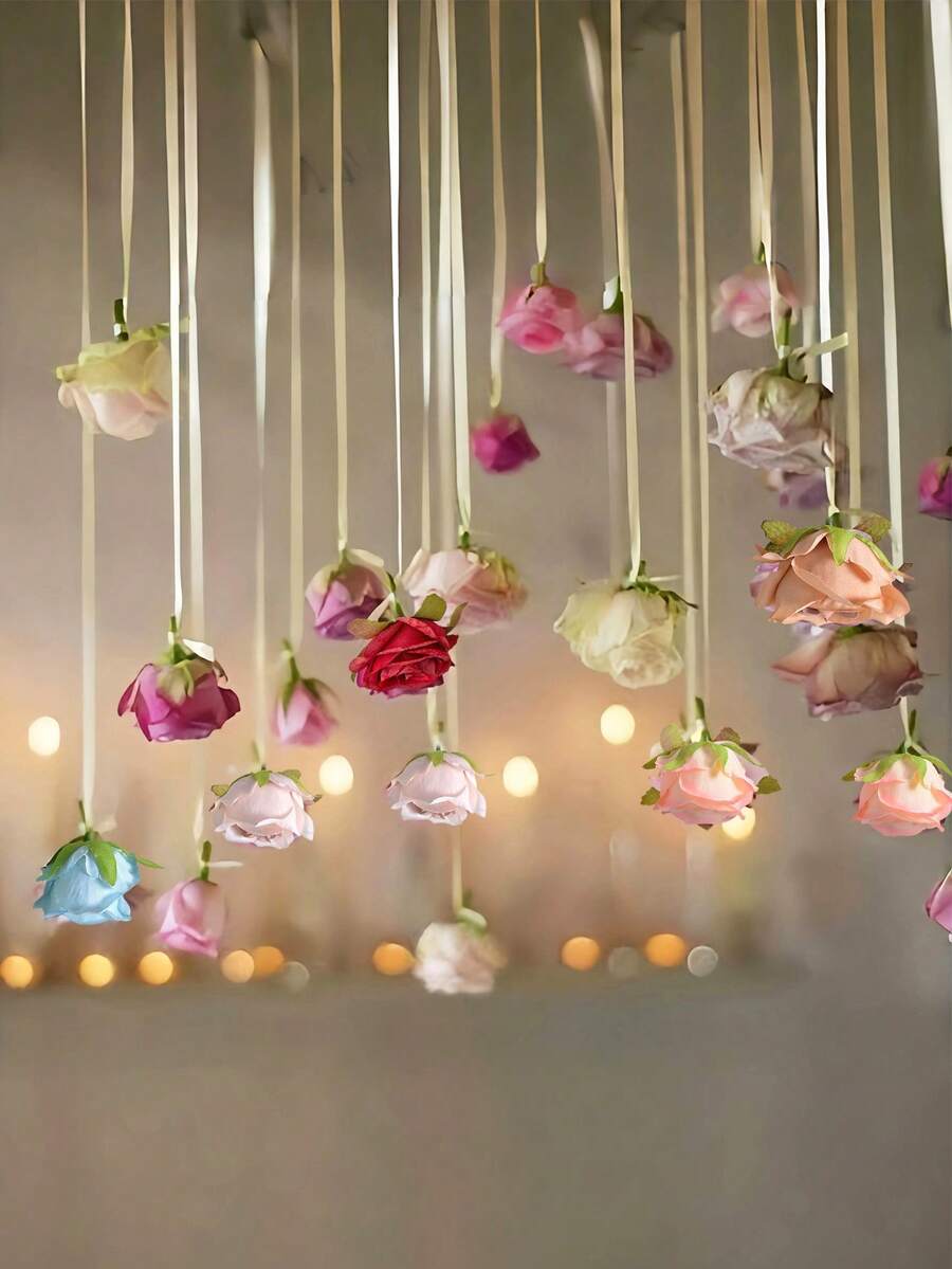 20/40 cái hoa hồng treo trang trí thác nước, hoa hồng giả nhiều màu sắc kèm ruy băng, thích hợp cho ngày lễ tình nhân, trang trí tiệc cưới, tiệc sinh nhật cô dâu, trang trí phòng, trang trí sân vườn - Nhiều màu - Xem 1