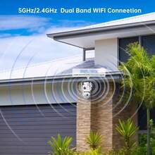 5G 10MP 双镜头 WIFI 安全摄像头，室内或室外，具有 IPP66 防水功能，支持 2.4/5G Wifi，360°PTZ 无线摄像头，适用于婴儿/宠物/家庭/商店，彩色夜视，云和 SD 卡存储，双向音频，智能运动跟踪 - 白色 - 查看 2