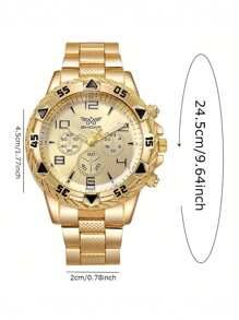Set de 2 relojes de inoxidable plateado con correa, de estilo empresarial y de temple, de cuarzo, adecuados para decoración de fiestas, ocio y viajes
