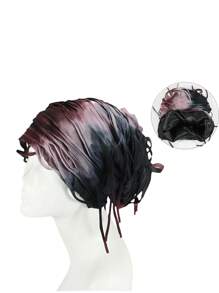 1pc New Fashion Black Satin Lining Headband Cap With Colorful Long Tassel, Breathable Sun Protection Hat For Men And Women, All Seasons