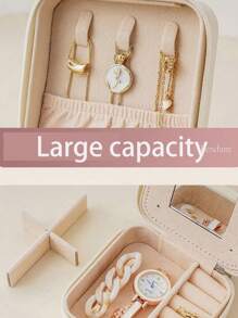 1 Stück Reiseschmuckbox mit Spiegel, multifunktionale Schmuckaufbewahrungsbox, tragbare Schmuckbox mit großer Kapazität für Ringe, Halsketten, Parfüm, Lippenstift Aufbewahrung und Organisation, perfektes Geschenk für Ehefrau, Freundin, Geliebte, Lehrerin, Abschluss, Weihnachten für Frauenaufbewahrung Organisator Reiseessentials Schulanfang Dormitory Aufbewahrung