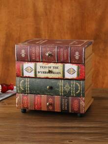 1 件复古美式木质和皮革仿书装饰带抽屉,多用途收纳盒 - 彩色 - 查看 14