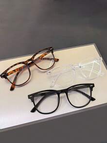 Bộ 3 kính, Kính đọc sách/chơi game/xem TV/điện thoại cho nam nữ, chống mỏi mắt, kính có nhiều màu sắc khác nhau (kính đen, kính họa tiết da báo, kính trong suốt, ) - Nhiều màu - Xem 1