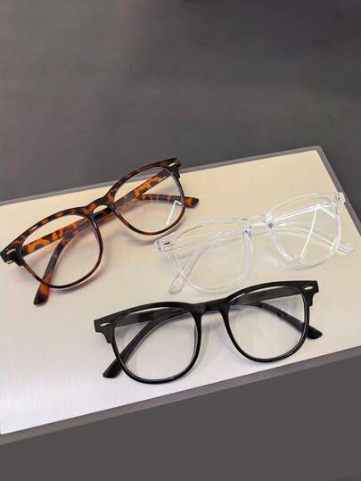 3 件装眼镜，电脑阅读/游戏/电视/电话眼镜，男女通用，防眼疲劳，眼镜有多种颜色可选（黑色眼镜、豹纹眼镜、透明眼镜）