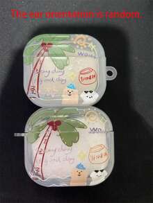 可爱卡通椰子树涂鸦小狗吊坠耳机保护套，兼容 1/2/3 Pro，软壳，兼容 4 - 椰子樹狗 - 查看 5