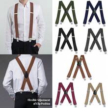 Tirantes X-Back anchos y ajustables de color sólido para hombres y mujeres, de alta resistencia con clips, accesorios de otoño-invierno, disfraz de Halloween, adecuados para adolescentes, jóvenes, hombres, uso casual, al aire libre, deportivo, vacaciones, regalos de graduación, cumpleaños, uso diario