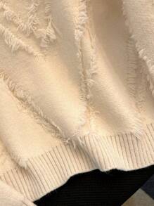 V 领流苏套头毛衣，休闲优雅风格简约设计百搭秋冬