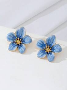 1 par de elegantes aretes de botón de mujer con diseño de tulipanes de esmalte con aspecto de goteo de oro, elegantes y versátiles para banquetes, fiestas, viajes, días festivos, uso diario y como regalo