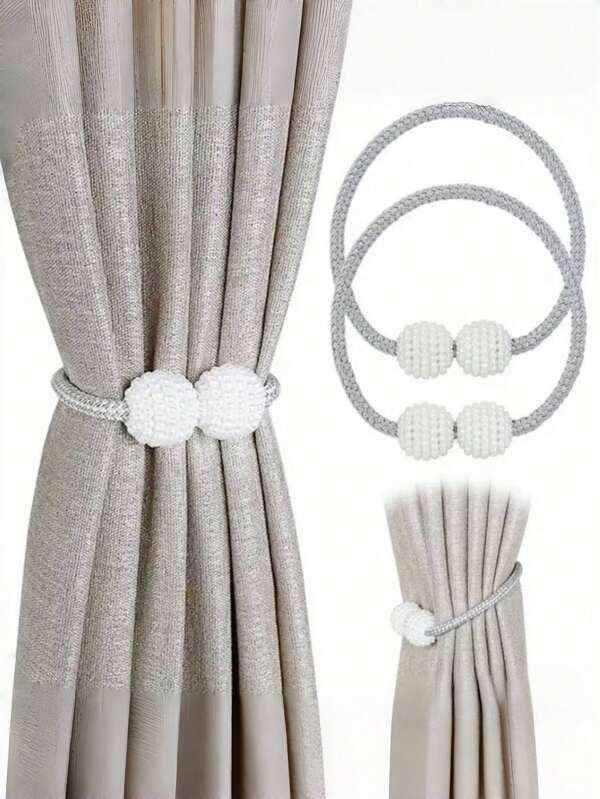6pcs Magnetic Curtain Straps, No Drilling Required, Easy To Install For Curtains, Transparent Curtains, Lightweight Curtains, Heavy-Duty Curtains, Blinds, For Living Rooms, Bedrooms, Bathrooms.