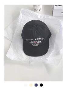 1pc Retro Letter Printed Baseball Cap For Women, Summer Student Versatile Breathable Wide Brim Mesh Cap, Patchwork Color Flat Brim Adjustable Snapback Hat With Embroidered Logo, Street Fashion - Flat Eaves - View 20