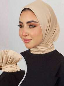 1件装女士阿巴雅配饰，方便的纽扣式运动速戴头巾，日常休闲头巾/发带，休闲内衬帽，适合连衣裙穿着。 - 羈扣帽 - 查看 9