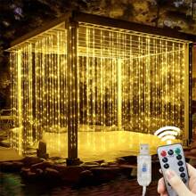 Luzes de fundo para decoração de Natal, luzes LED suspensas para ambientes internos, fonte de alimentação USB, luzes de cortina para quarto, 8 modos de iluminação, crie uma atmosfera festiva