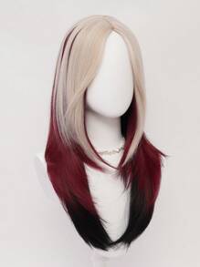 XYUNMI Charming Blonde Highlights Red Long Straight Wig 26 Inch Highlight Black Wig Multilayer Lightweight Breathable Women's Heat Resistant Synthetic Wig For Daily Wear Party Date Elegant Fashion Simple Costume Wig Cosplay Halloween Christmas Wig