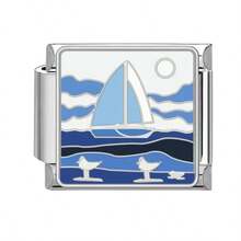 1 件海洋系列不锈钢手链组件，以夏季度假海滩风景为主题，DIY 制作手链项链首饰，可自由搭配不同风格 - 銀色 - 查看 26