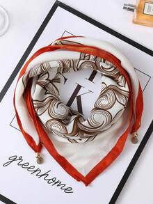 1pc Magnetic Belt With Metal Print Square Scarf