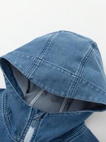 Balabala Boys Denim Hoodie Jacket 2025 Casual Zip-Up Outerwear For Kids - Denim Light Blue - View 3