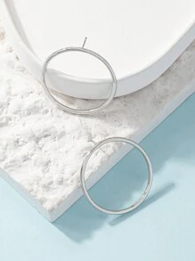 1 par de grandes pendientes aro de moda versátiles y minimalistas con diseño geométrico