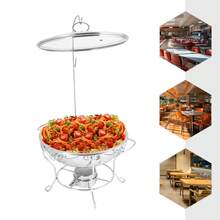 Chafing Dish Edelstahl Warmhaltebehälter 6L Speisewärmer, Wärmebehälter Rechaud Chafing Dishes Speisenwärmer für Catering Buffet und Party - Silber - Übersicht 7