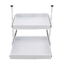 InSyoForeverEC Alloggiamento sottopensile, supporto estraibile, supporto estraibile a 2 strati, lunghezza e altezza regolabili, guide silenziose, supporti da cucina nascosti con 22,05 libbre per strato